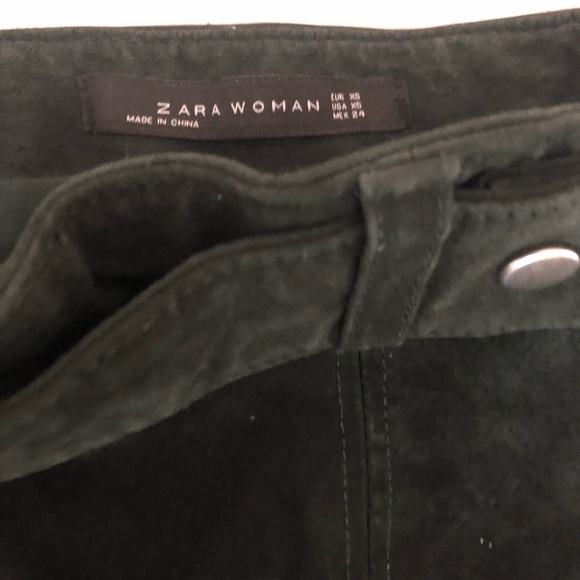 🪲 Zara Women Stunning Belted Green Suede Skirt 🪲 - Picture 7 of 12